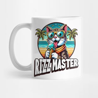 Rizz Master Streetwise Slang - Funny Cool Kids  Tee - Cat Eating Ice Cream Statement Novelty Graphic Tee T-Shirt Mug